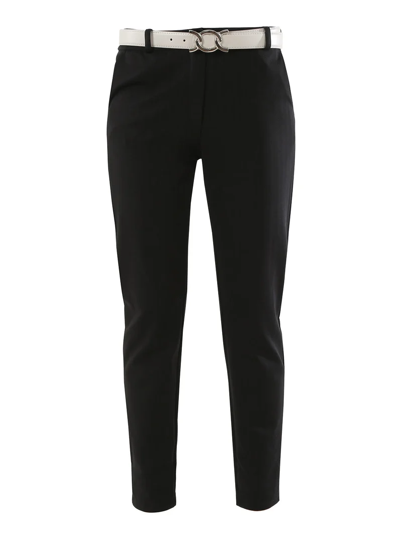Pantaloni donna capri con cintura - nero