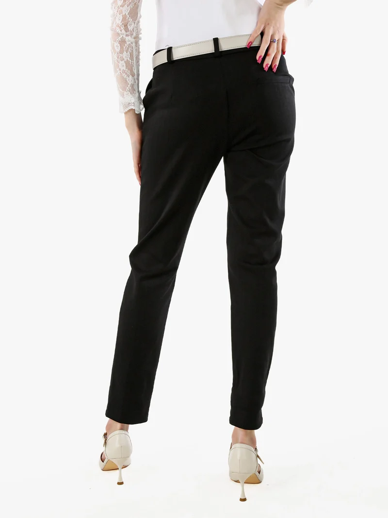 Pantaloni donna capri con cintura - nero