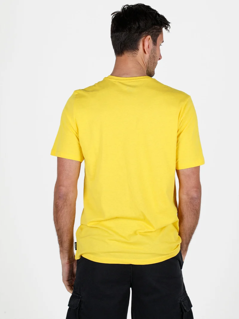 T-shirt girocollo da uomo in cotone con stampa scritta - giallo