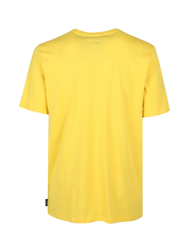 T-shirt girocollo da uomo in cotone con stampa scritta - giallo