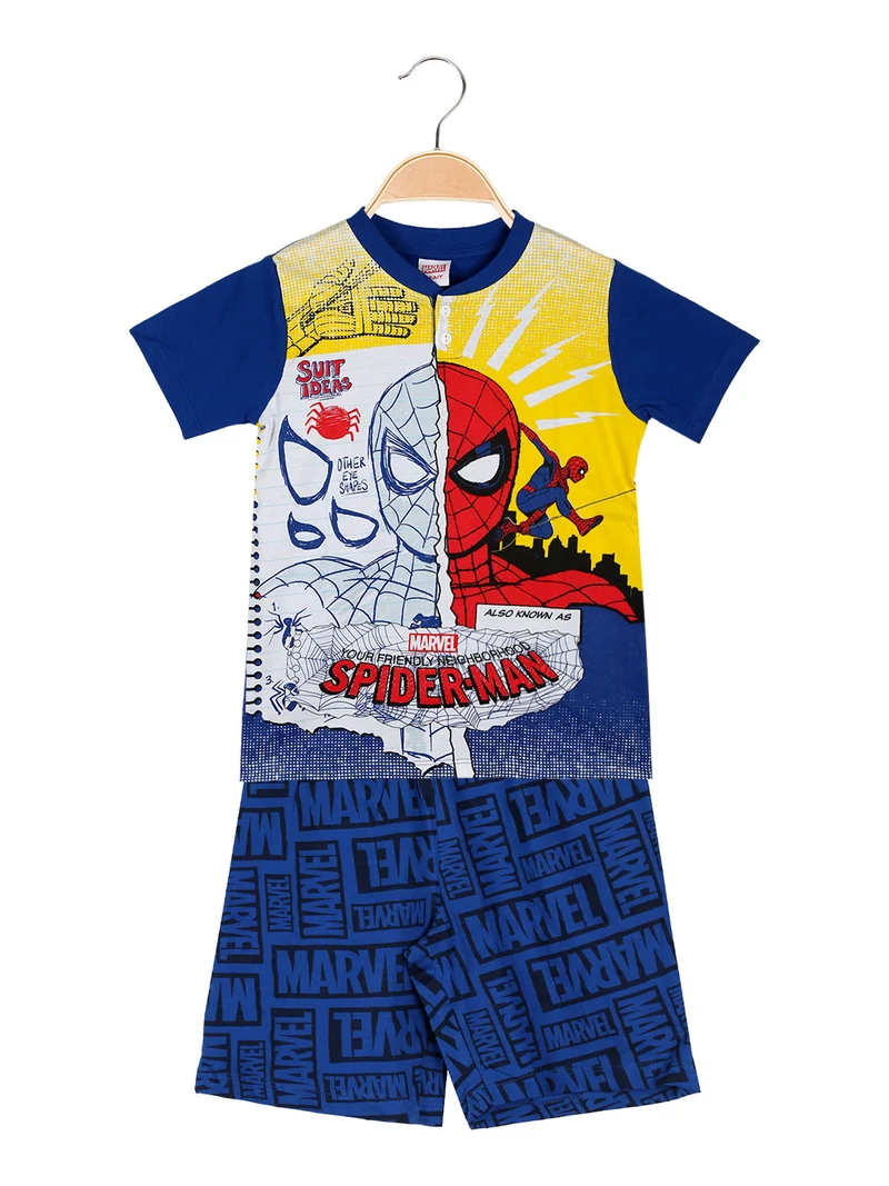 Pigiama corto da bambino in cotone con stampe - blu