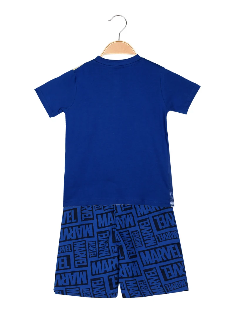 Pigiama corto da bambino in cotone con stampe - blu