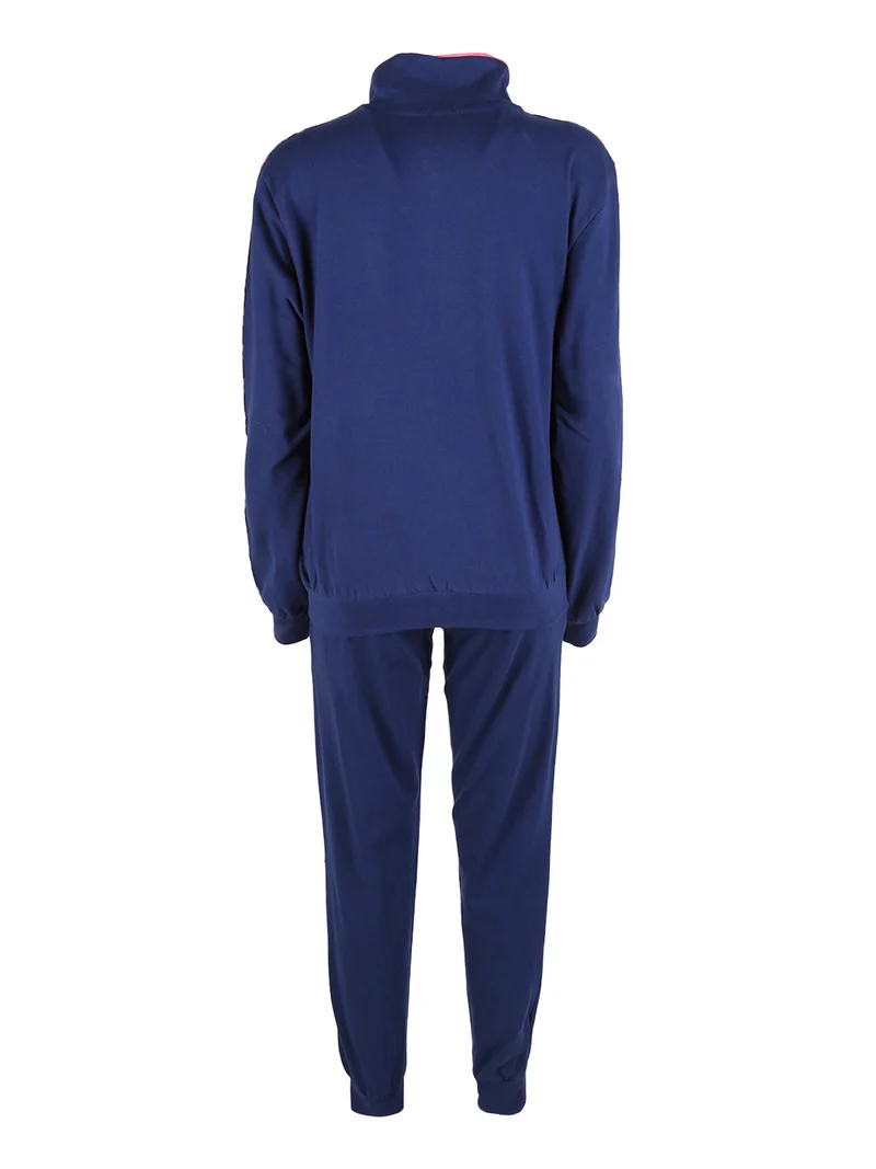 Completo tuta da donna due pezzi in cotone con zip intera - blu scuro