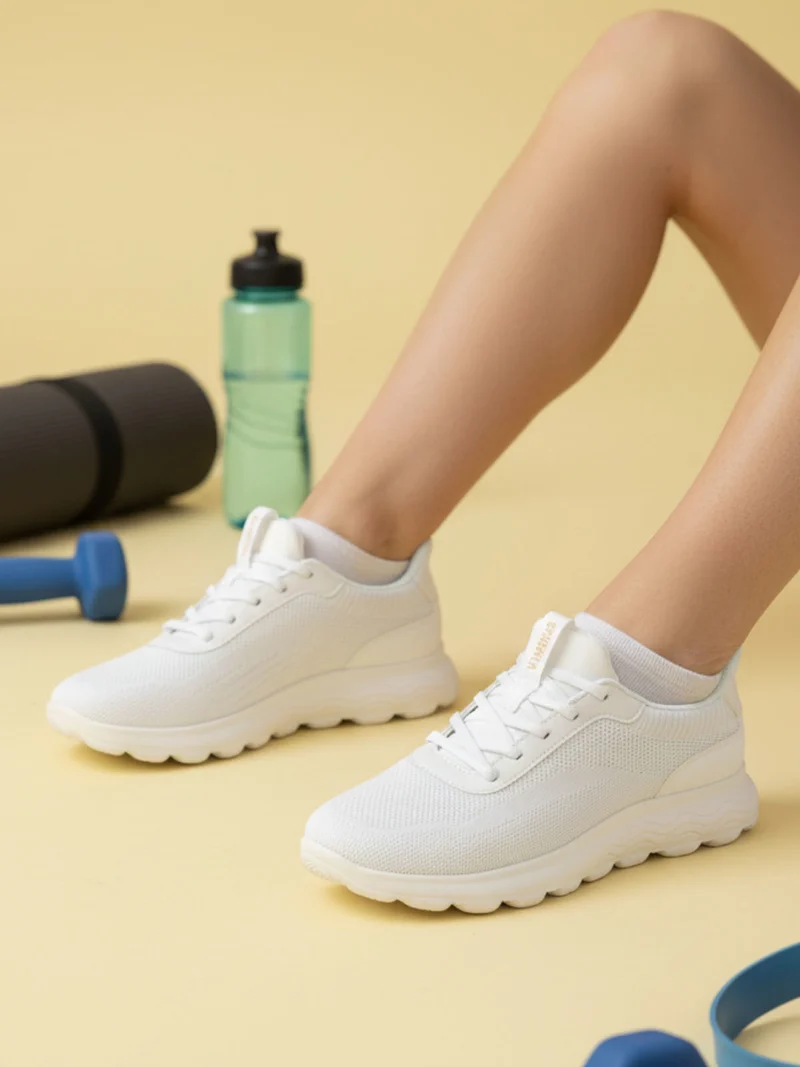 D SPHERICA PLUS Sneakers donna con lacci elastici - bianco