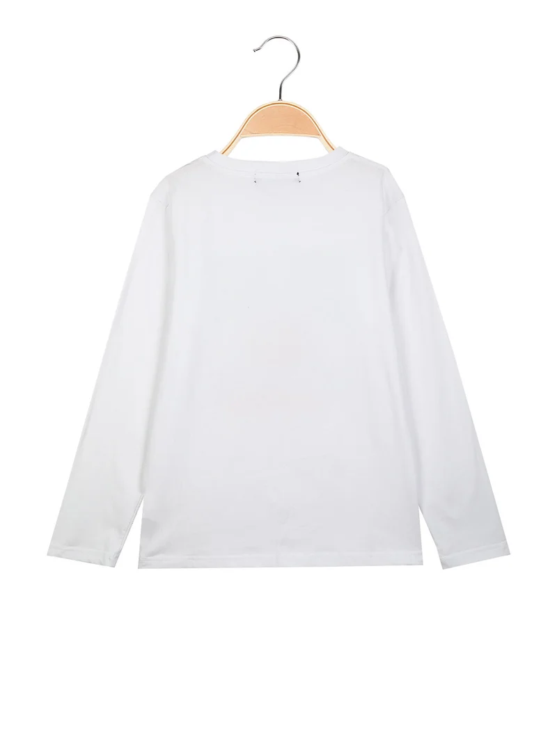 T-shirt da bambino a maniche lunghe in cotone - bianco