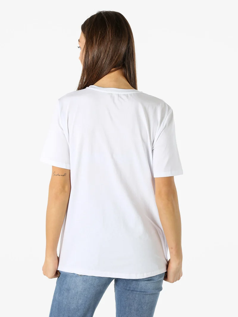 T-shirt donna con stampa gatto - bianco