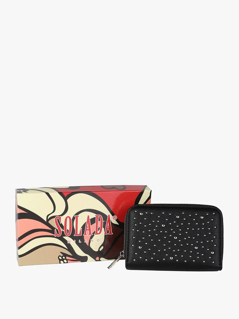 Portafoglio donna con borchie - nero