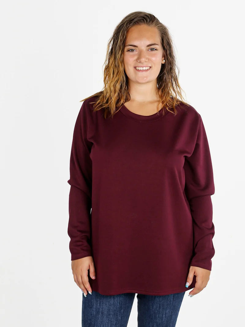 Maglia donna girocollo linea curvy - bordeaux
