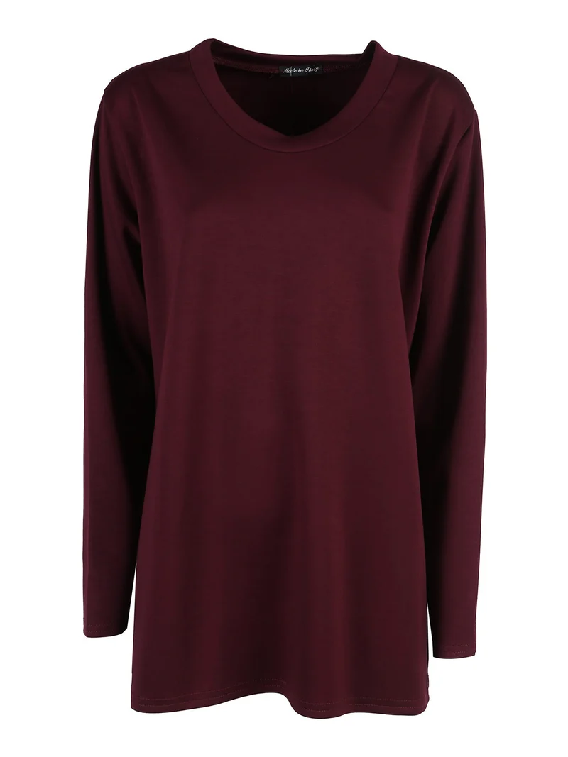Maglia donna girocollo linea curvy - bordeaux