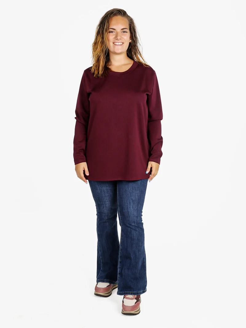 Maglia donna girocollo linea curvy - bordeaux