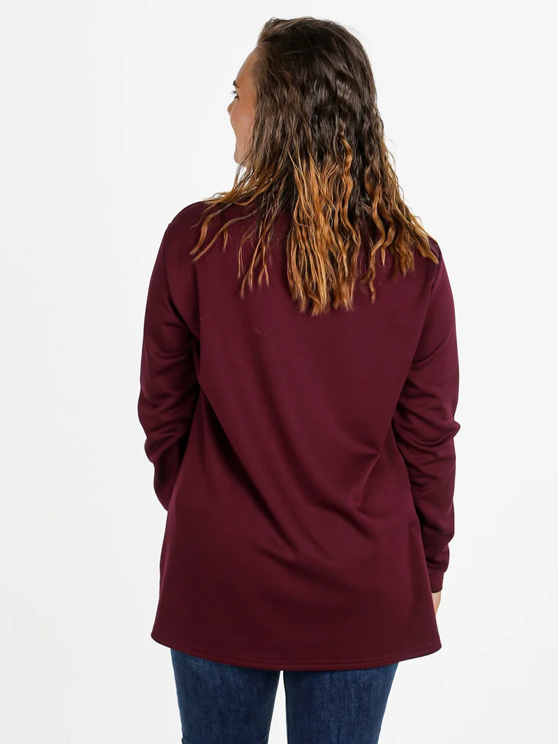 Maglia donna girocollo linea curvy - bordeaux