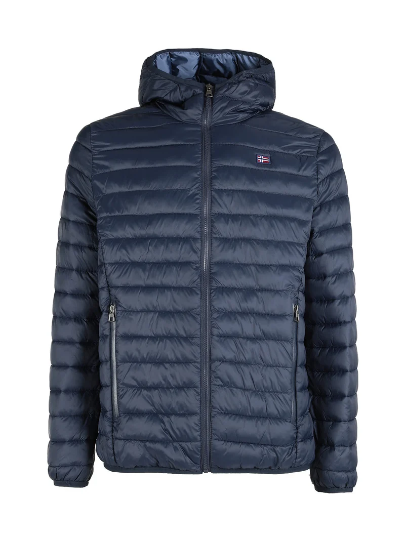 Piumino da uomo 100 g con cappuccio e zip - blu scuro