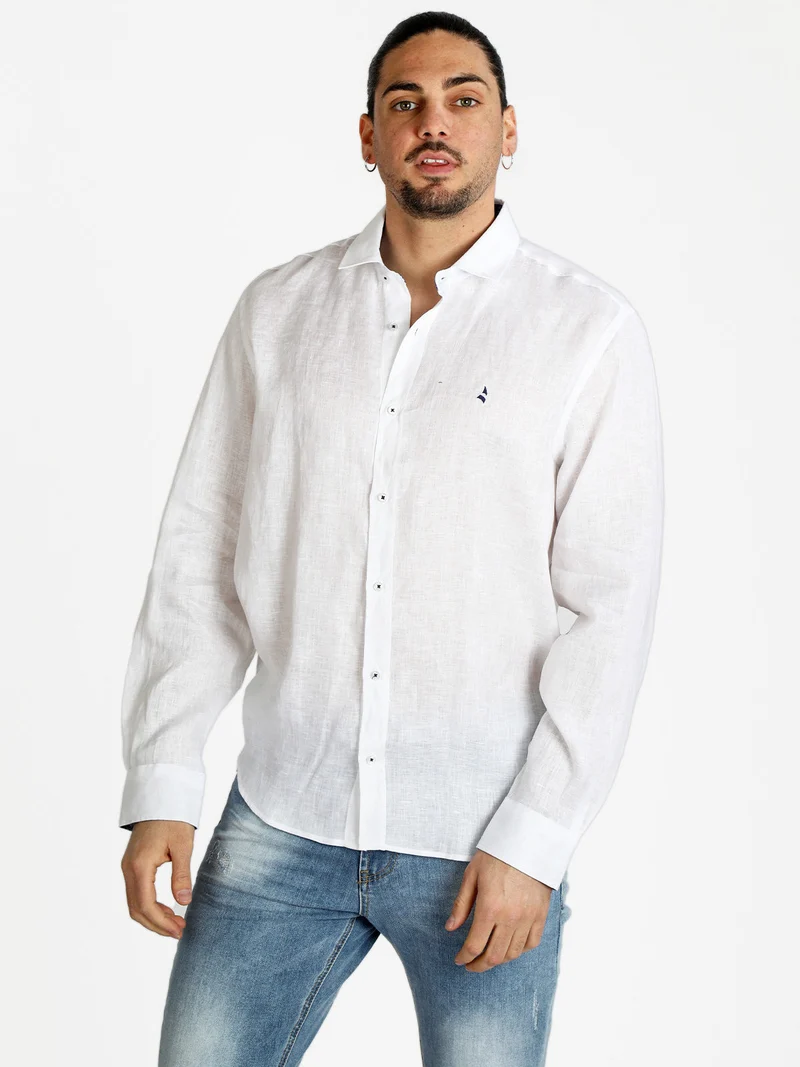 Camicia uomo in lino - bianco