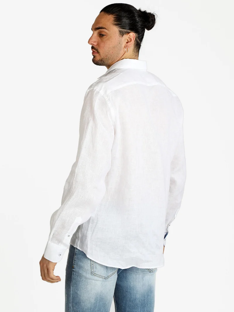 Camicia uomo in lino - bianco