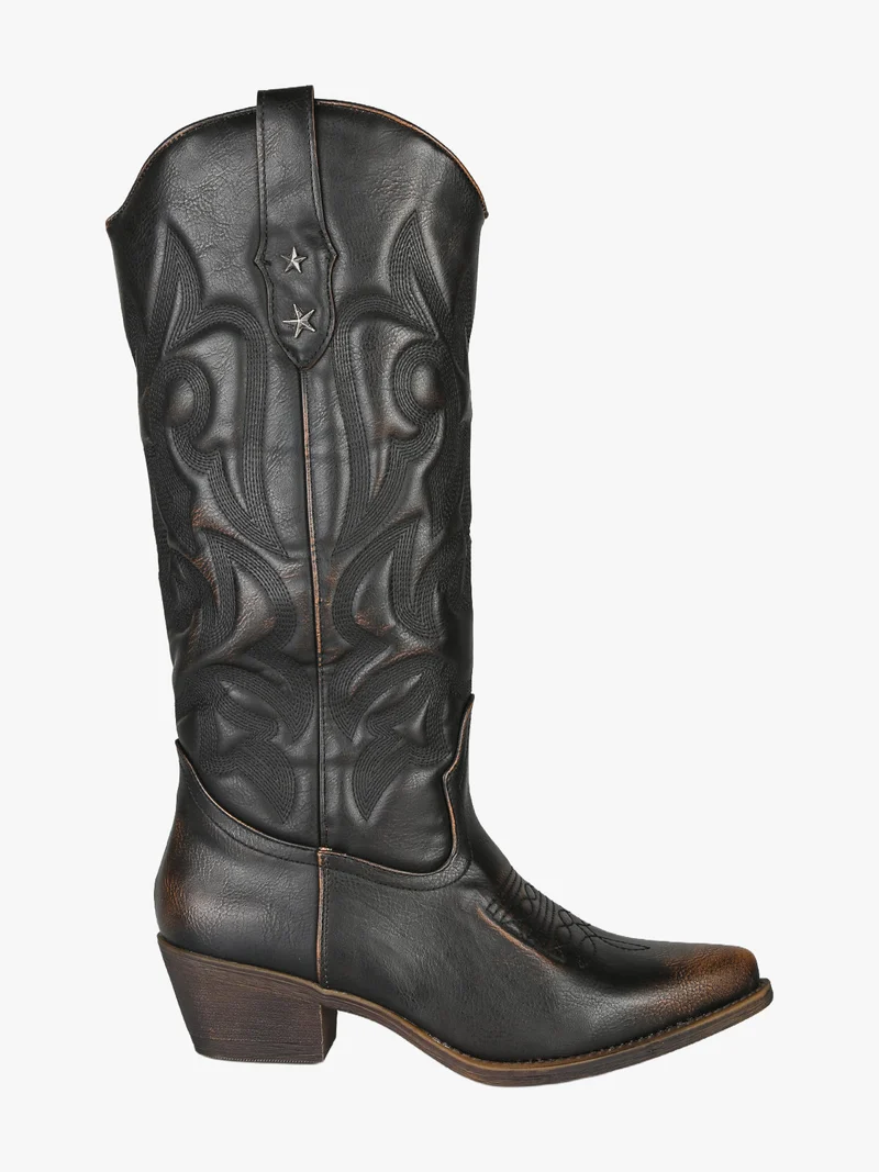 Stivali donna texani con zip - moro