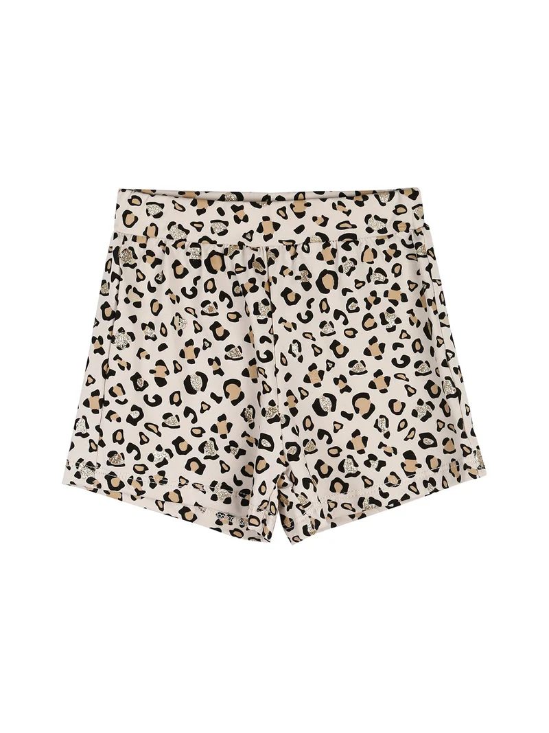 Completo corto da neonata con t-shirt e shorts animalier - fucsia