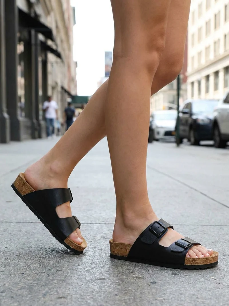 Ciabatte da donna con fibbie - nero