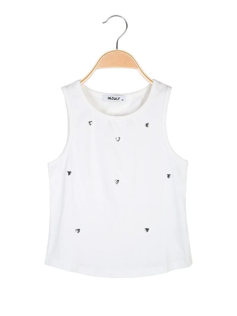 Top da ragazza con dettagli cuore - bianco