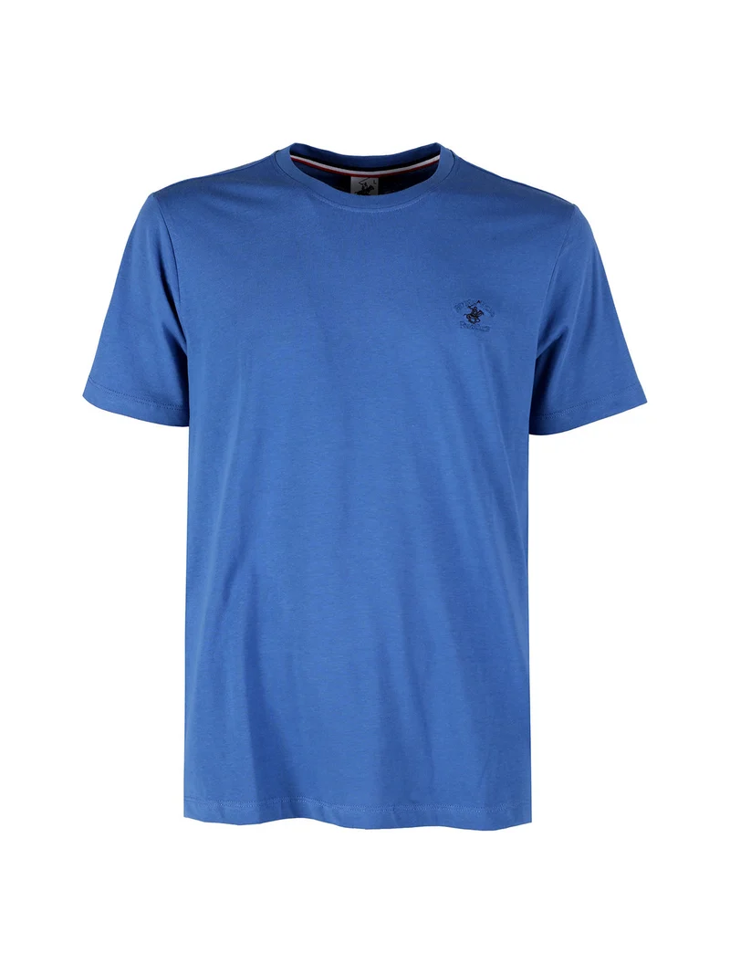 T-shirt girocollo da uomo in cotone - blu