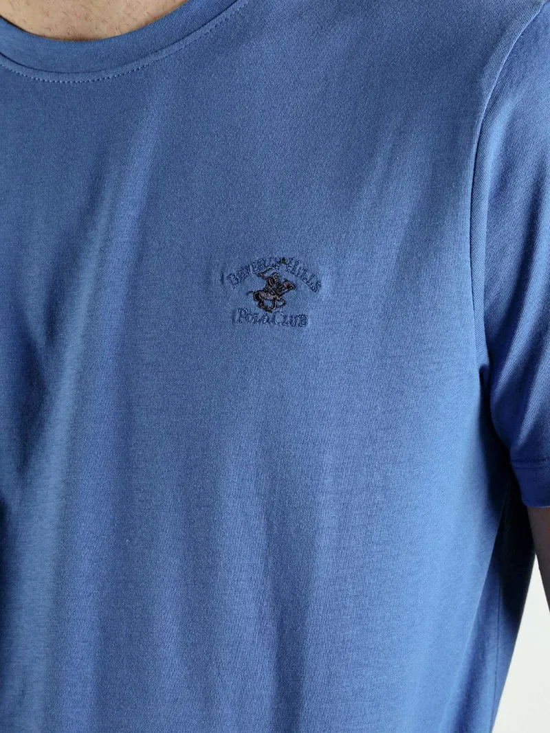 T-shirt girocollo da uomo in cotone - blu