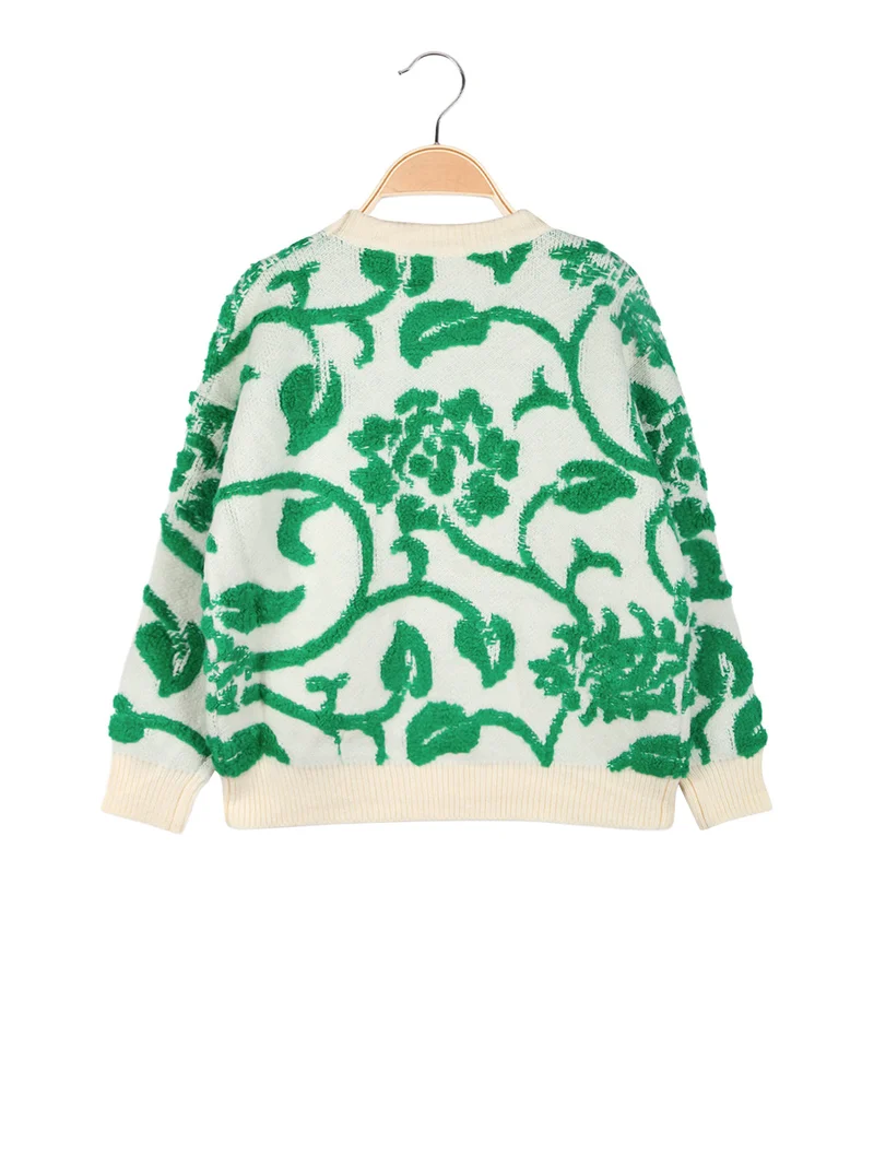 Maglione girocollo da bambina misto lana - verde