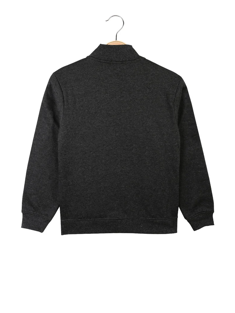 Felpa pesante da bambina con zip completa - grigio scuro
