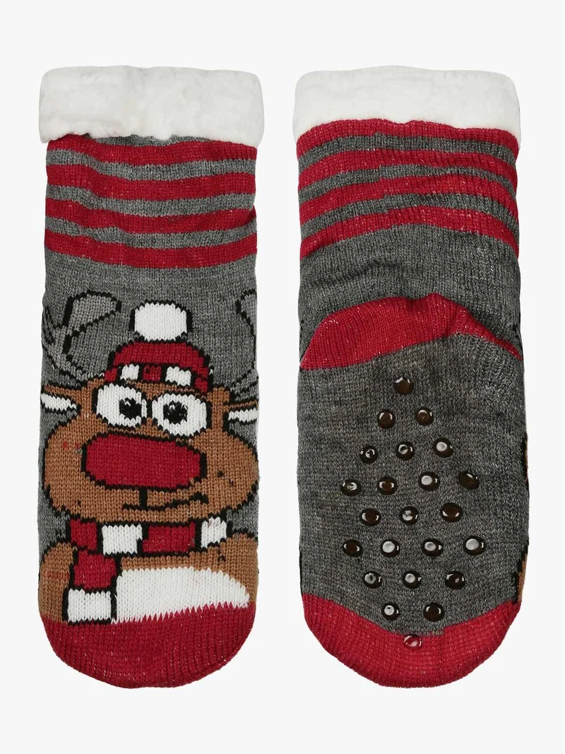 Calze antiscivolo Natale da bambini con pelo interno - grigio