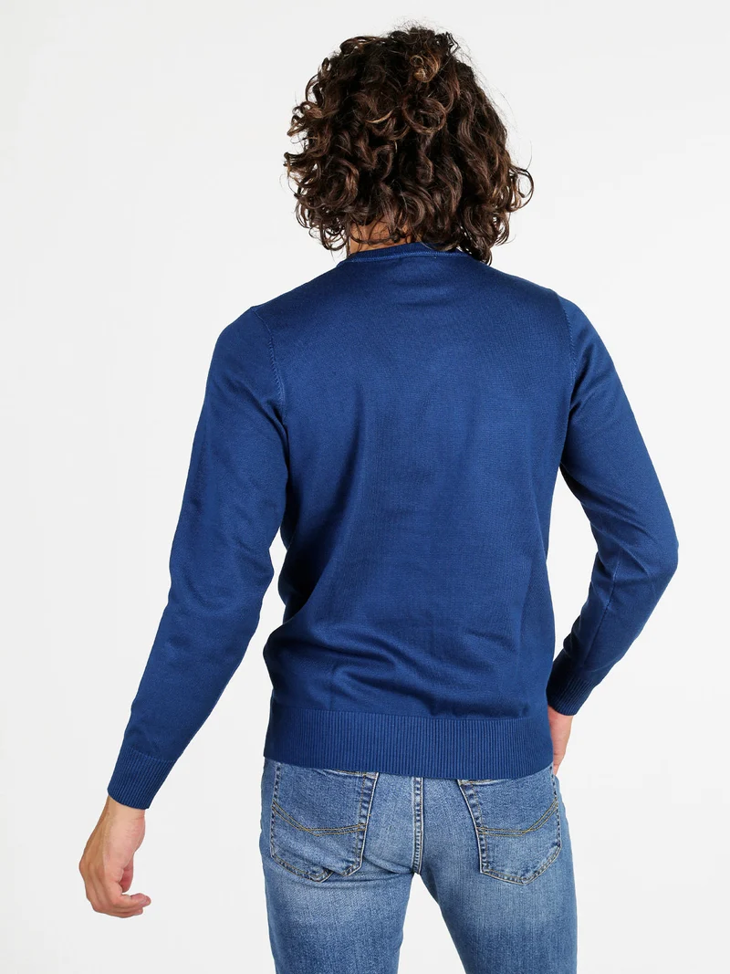 Pullover girocollo da uomo in maglia - blu