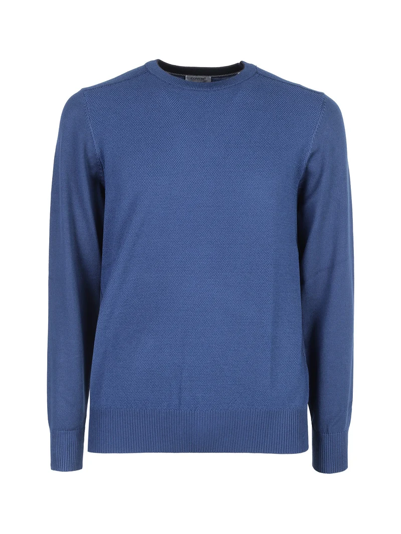 Pullover girocollo da uomo in maglia - blu