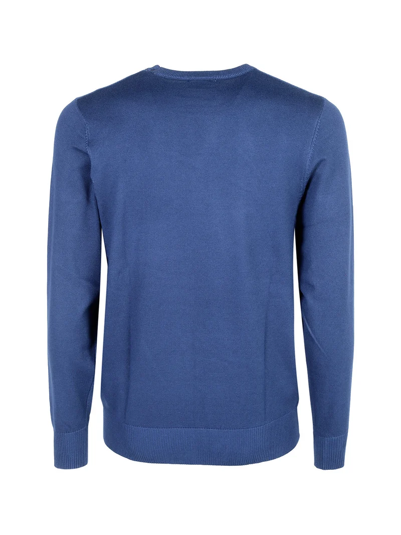 Pullover girocollo da uomo in maglia - blu