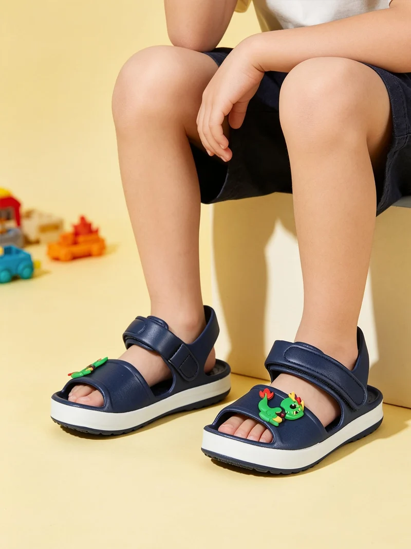 Sandali da bambini in gomma con cintruino a strappo - blu scuro