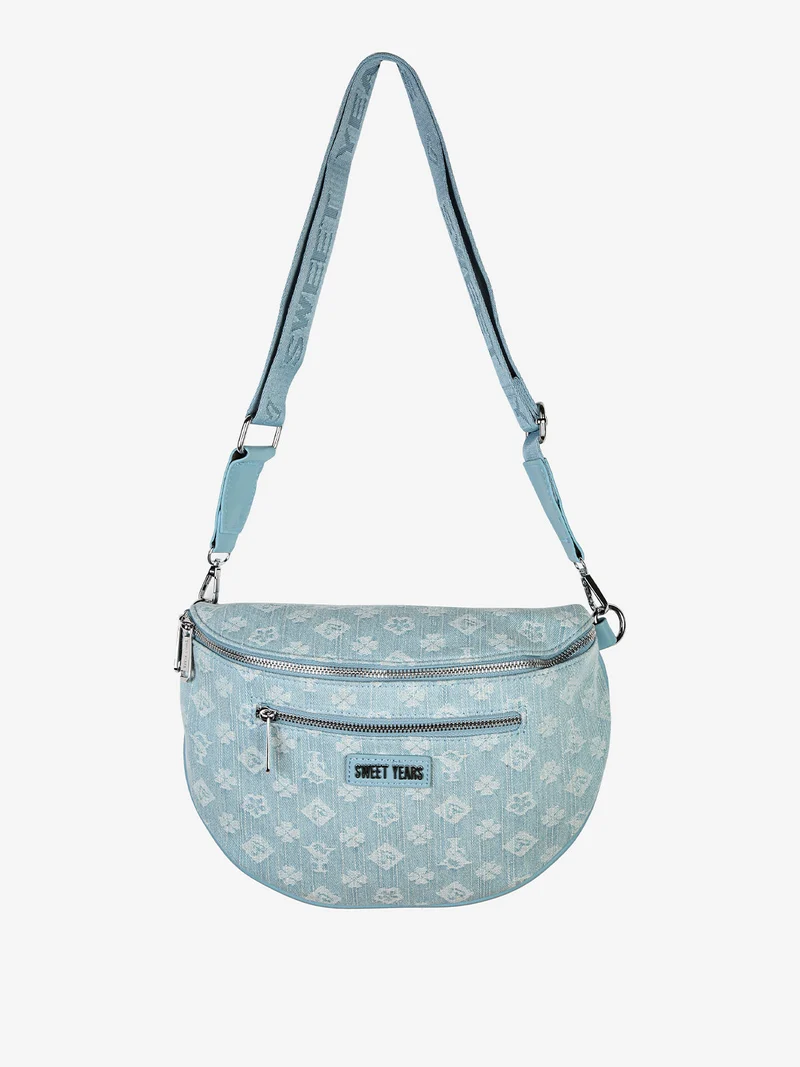 Marsupio donna a tracolla effetto jeans - azzurro