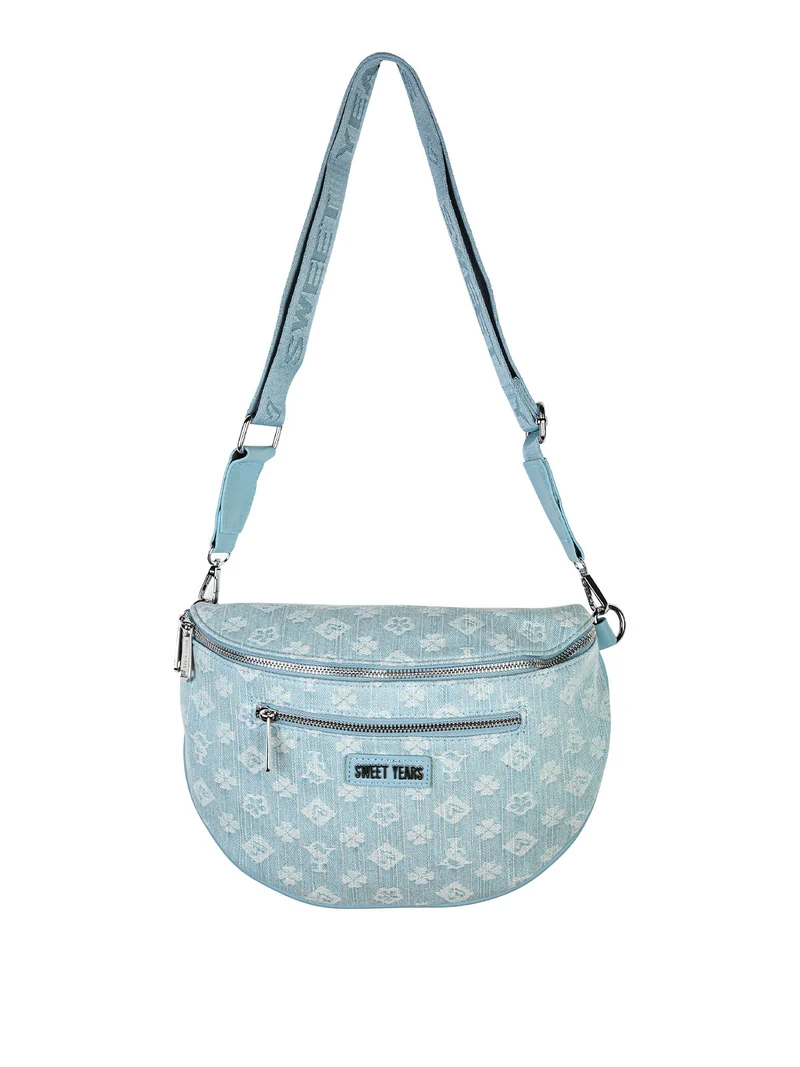 Marsupio donna a tracolla effetto jeans - azzurro