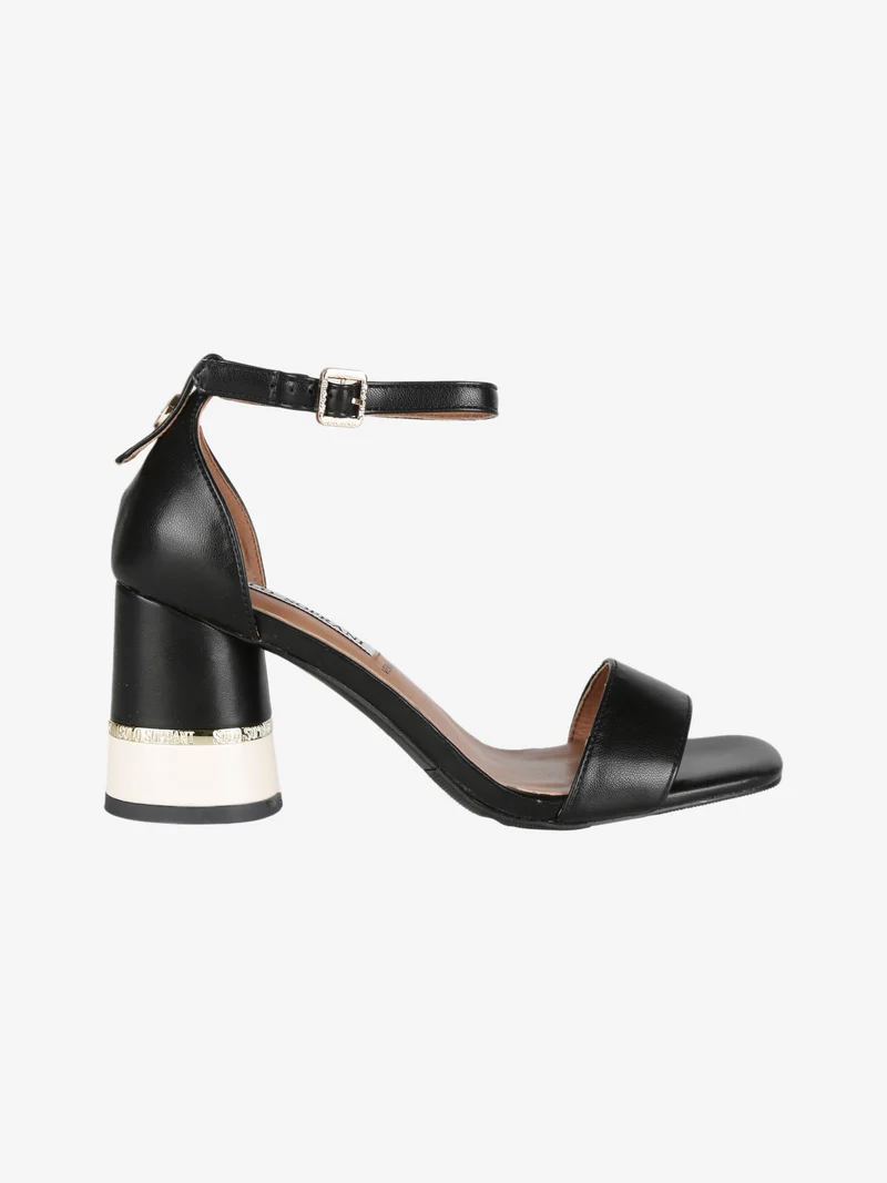 Sandali donna con tacco a clindro - nero