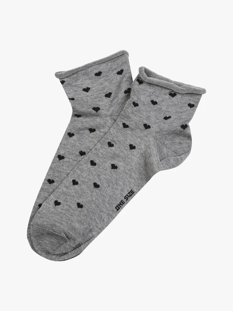 Calze corte da donna con cuori - grigio