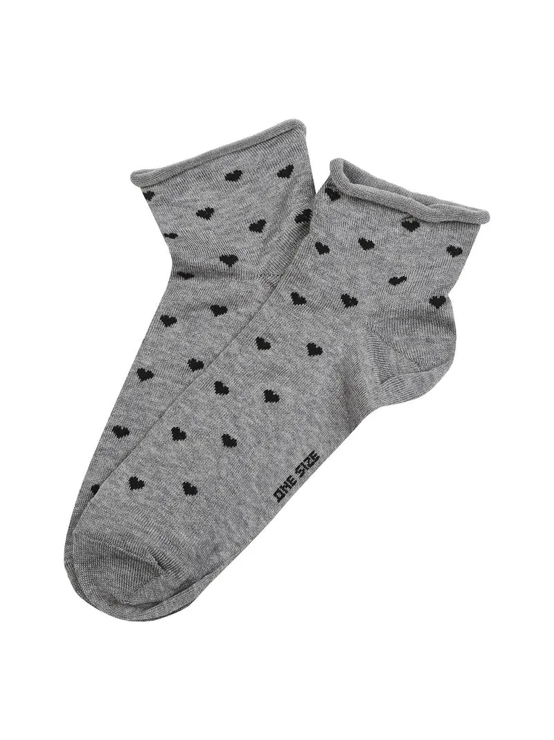Calze corte da donna con cuori - grigio