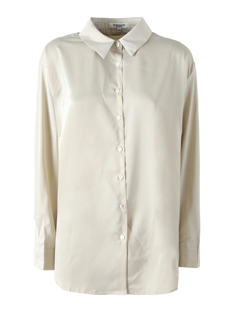 Maxi camicia da donna a maniche lunghe effetto raso - apricot - albicocca