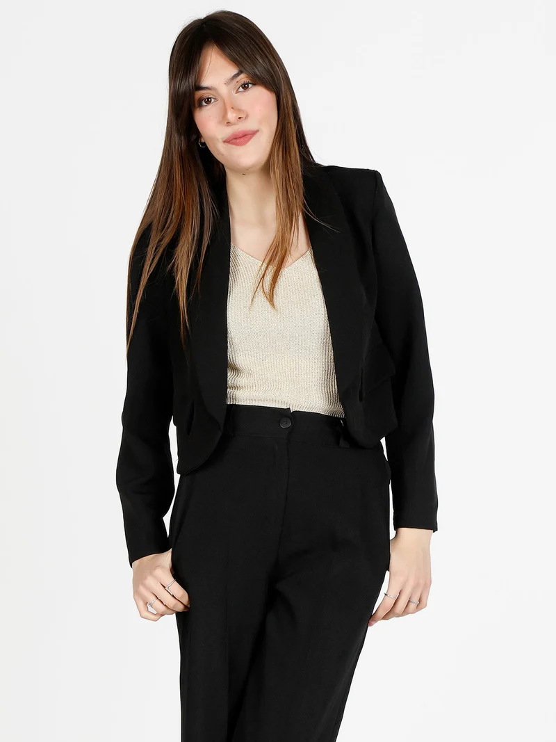 Giacca corta elegante senza chiusura - nero