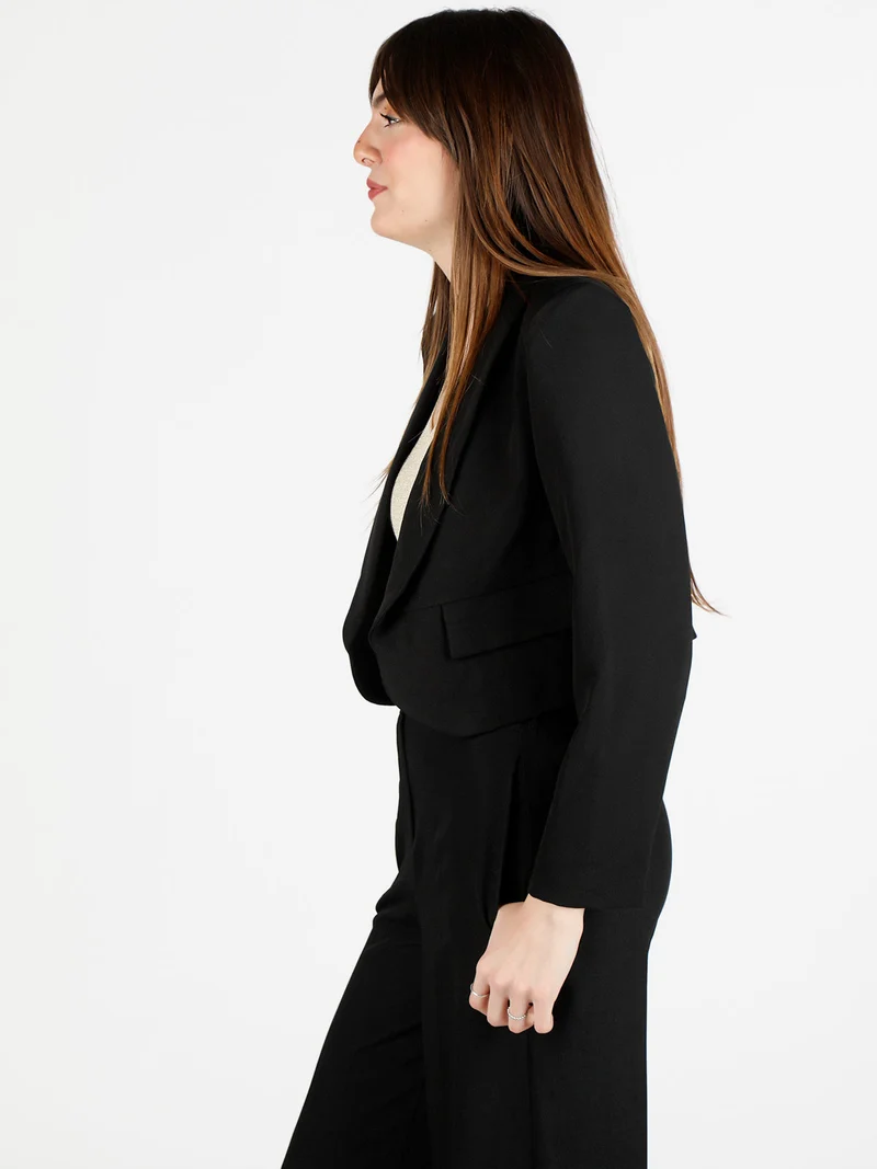 Giacca corta elegante senza chiusura - nero