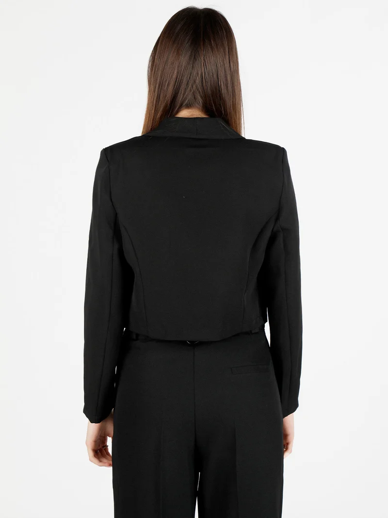 Giacca corta elegante senza chiusura - nero