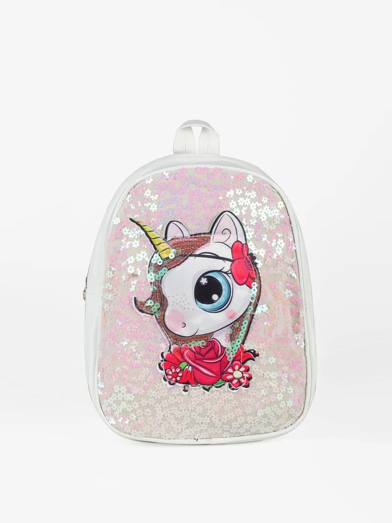 Zainetto da bambina con stampa unicorno - bianco