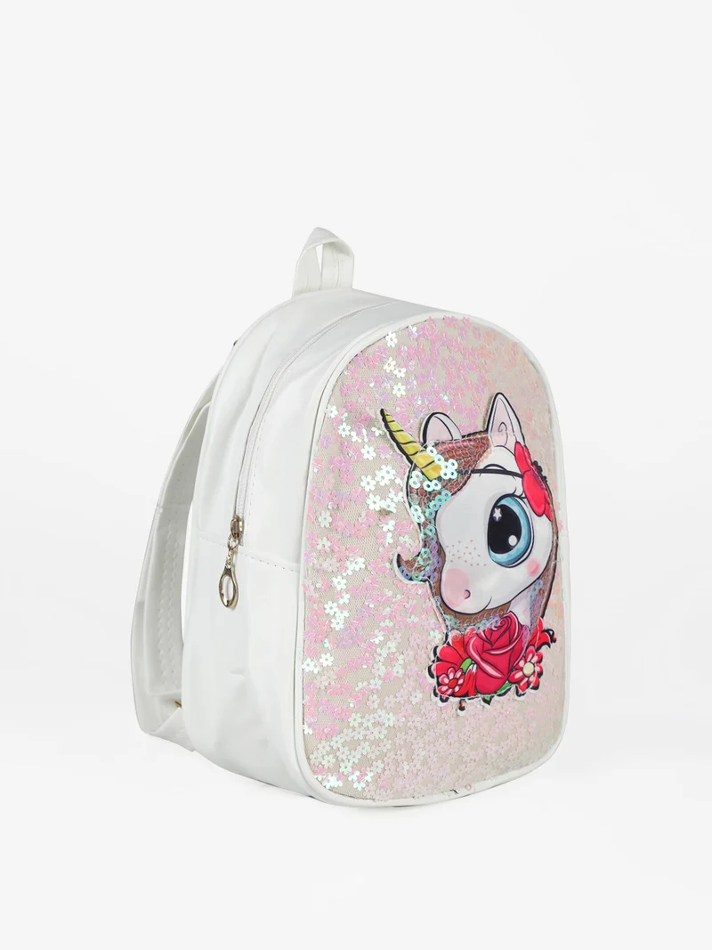 Zainetto da bambina con stampa unicorno - bianco