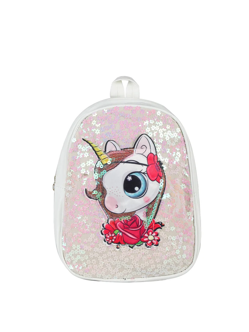 Zainetto da bambina con stampa unicorno - bianco