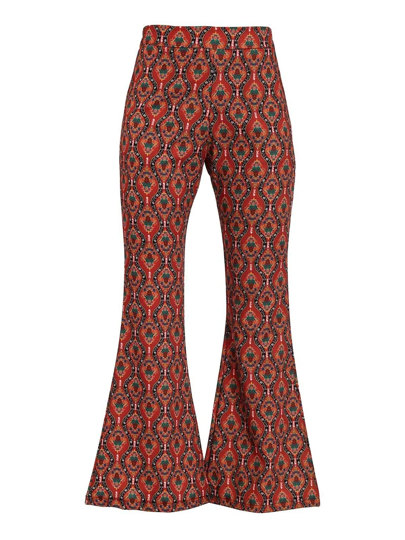 Pantaloni donna a zampa con stampe - arancione