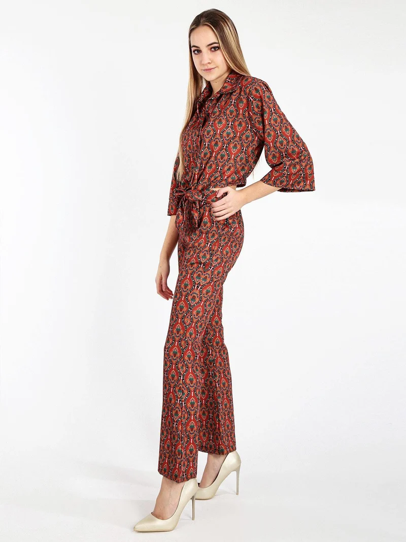 Pantaloni donna a zampa con stampe - arancione