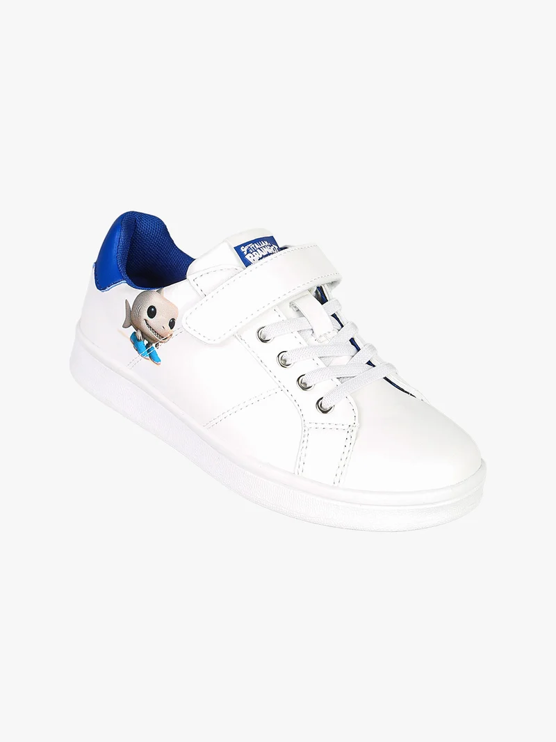 Sneakers basse da ragazzo con cinturino a strappo - bianco