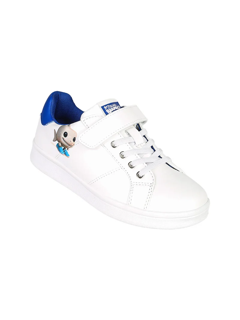 Sneakers basse da ragazzo con cinturino a strappo - bianco