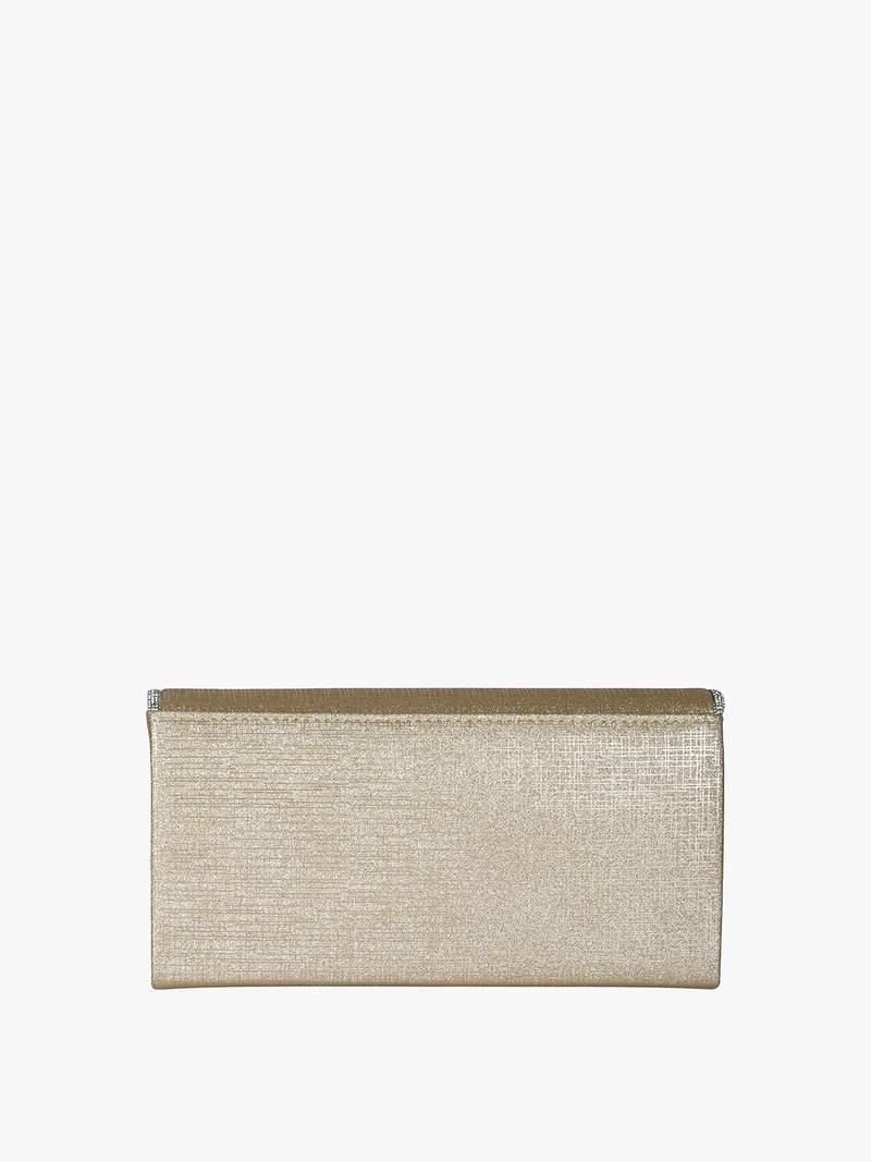 Pochette donna glitter con profilo di strass - oro