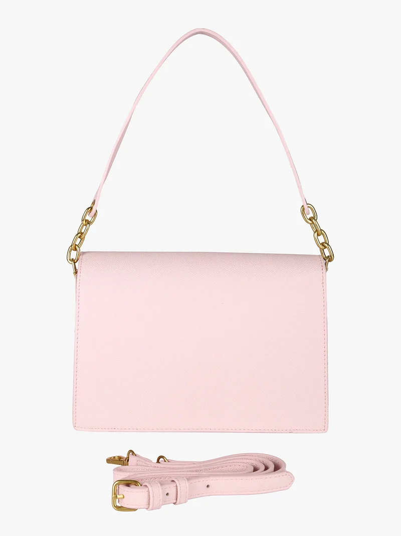 Borsa donna rigida in ecopelle con patta - rosa