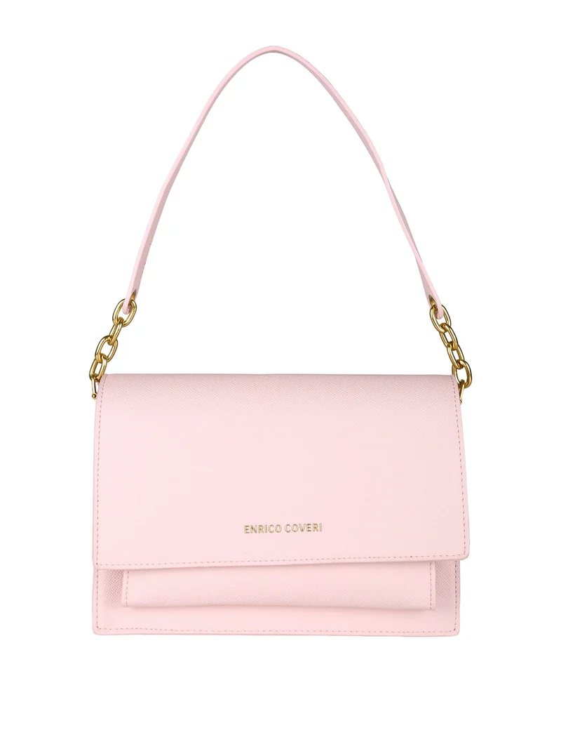 Borsa donna rigida in ecopelle con patta - rosa